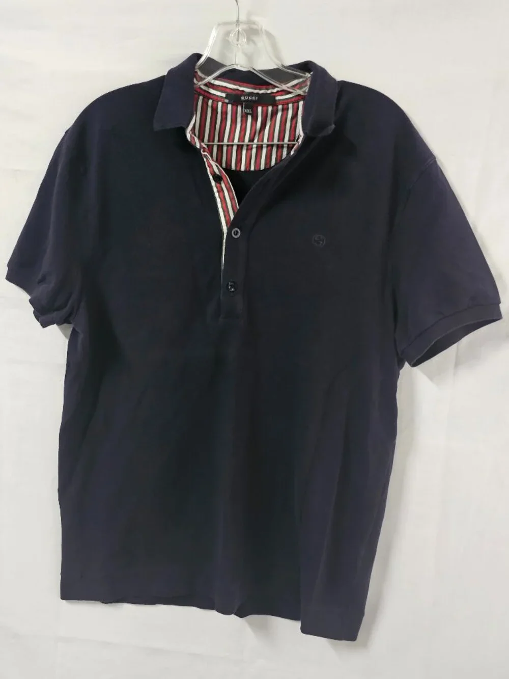 Gucci Navy Blue Polo Shirt Men Size XXL Short/Sleeve